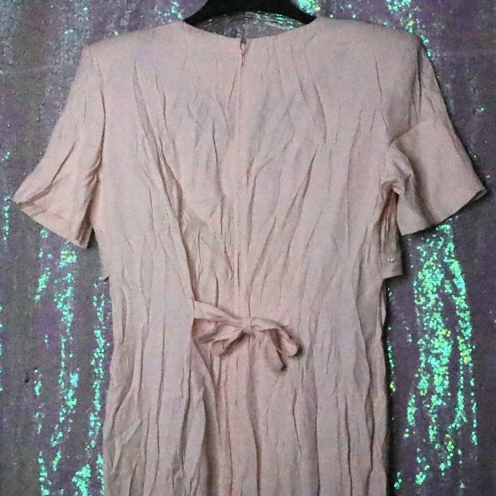 VINTAGE LONG DRESS 13-14 Scarlett Pastel Pink Buttons Grannycore Formal 80s 90s - Picture 2 of 7